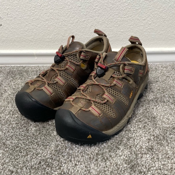 KEEN Utility Boots Mens Sz 7.5 Low Steel Toe Waterproof Work Shoe Brown Leather - Picture 1 of 10